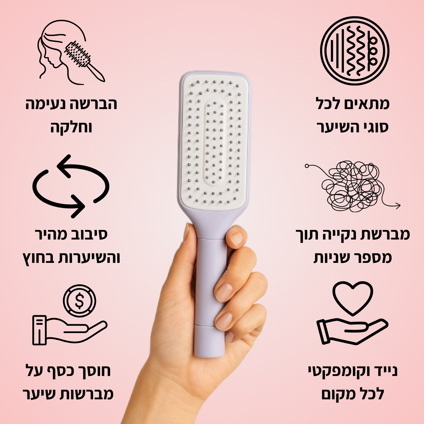 SpinBrush™ - מברשת מסתובבת להוצאת השיערות